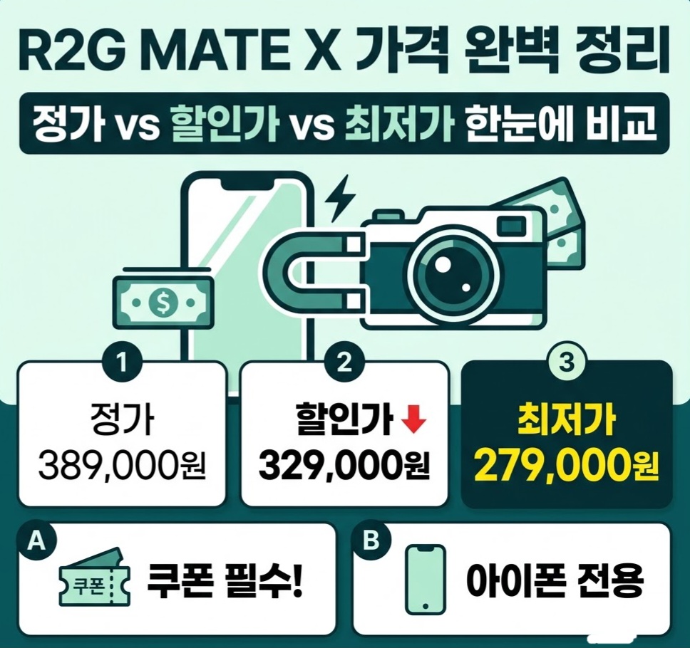 R2G MATE X 가격 정리와 정가, 할인가, 쿠폰 적용 가격 비교