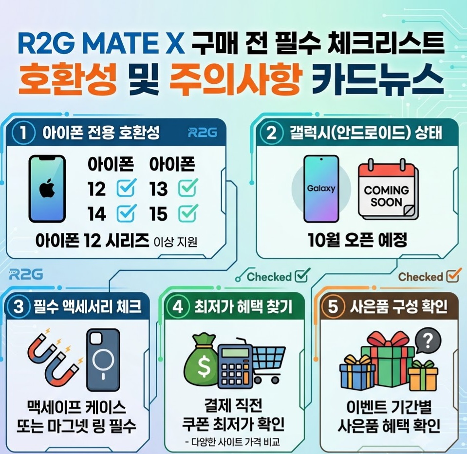 R2G MATE X 구매 전 확인해야 할 스마트폰 호환성과 마그넷 링 정보