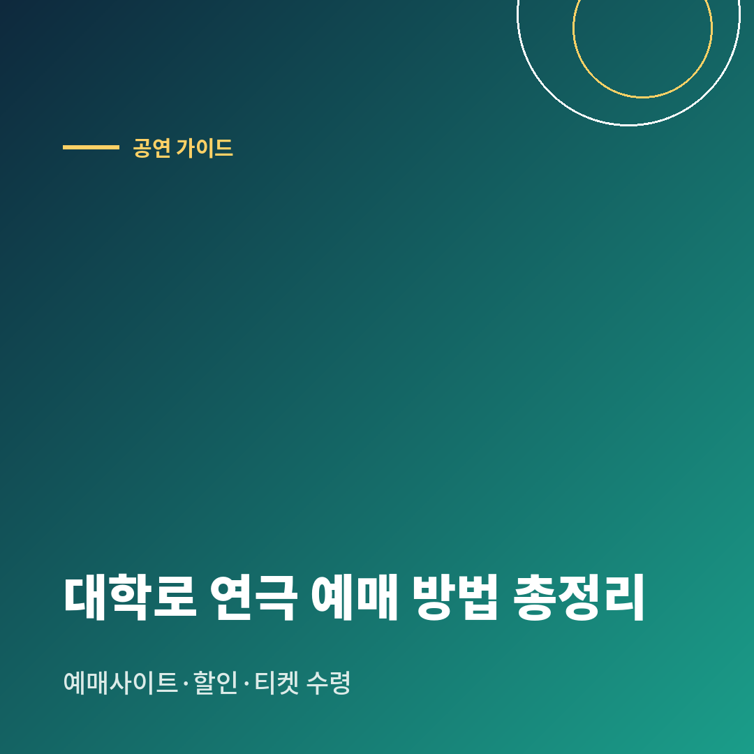 대학로 연극 예매사이트 찾기부터 할인 선택, 티켓 수령까지 안내하는 이미지